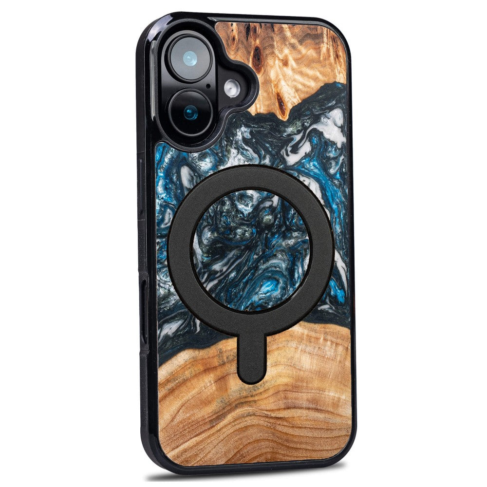 Holzhülle für iPhone 16, Bewood Unique Planets Erde für MagSafe