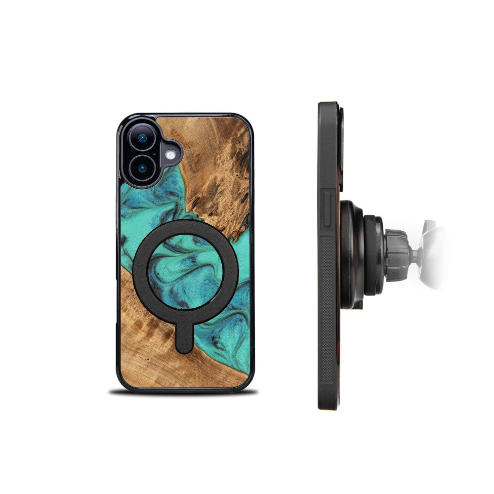 Holzhülle für iPhone 16 Plus, Bewood Unique Turquoise für MagSafe