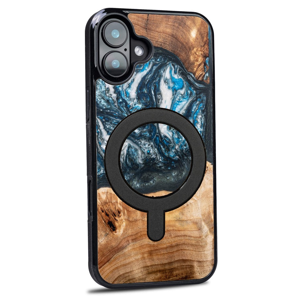 Holzhülle für iPhone 16 Plus, Bewood Unique Planets Erde für MagSafe