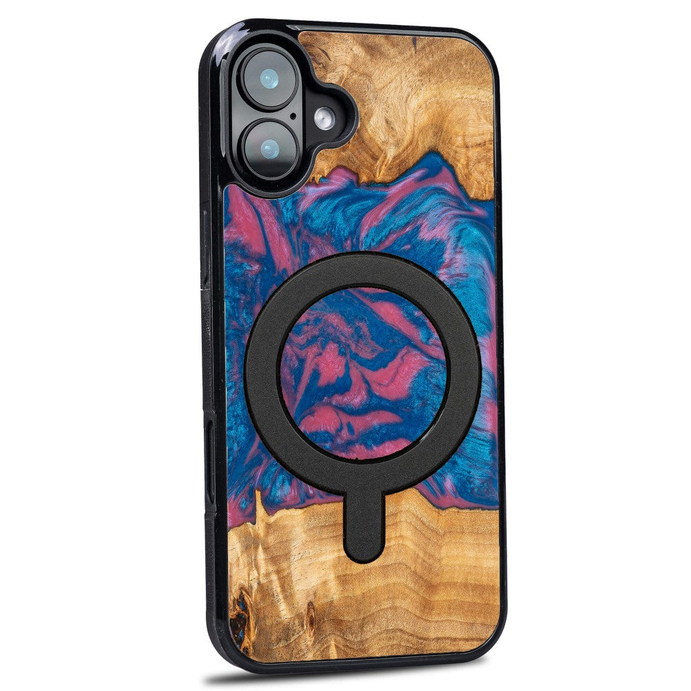 Holzhülle für iPhone 16 Plus, Bewood Unique Neons Vegas für MagSafe