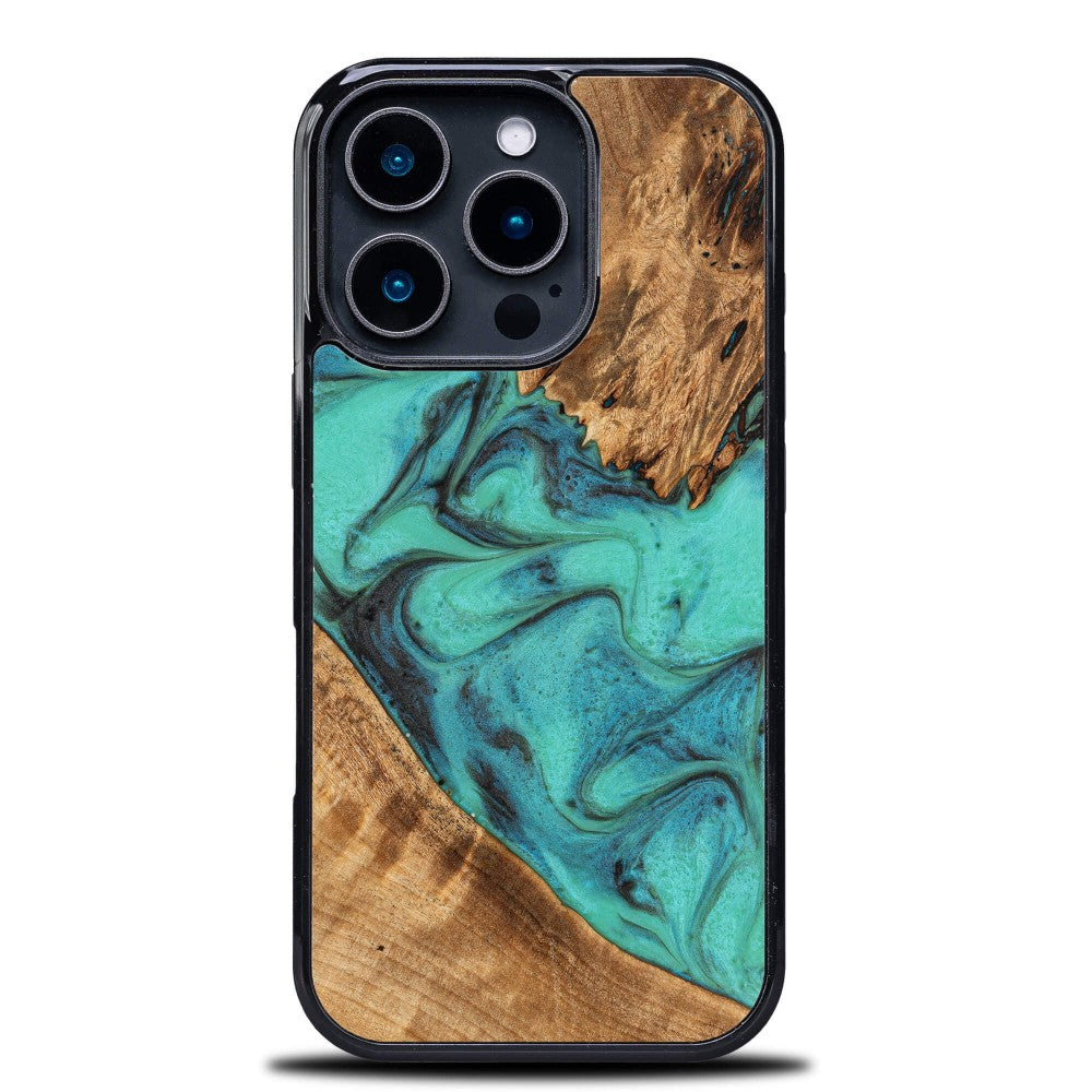 Holzhülle für iPhone 16 Pro, Bewood Unique Turquoise