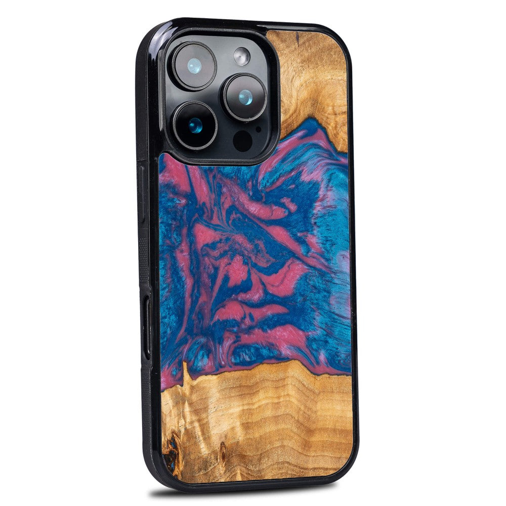 Holzhülle für iPhone 16 Pro, Bewood Unique Neons Vegas