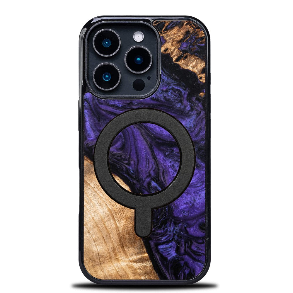 Holzhülle für iPhone 16 Pro, Bewood Unique Violet für MagSafe