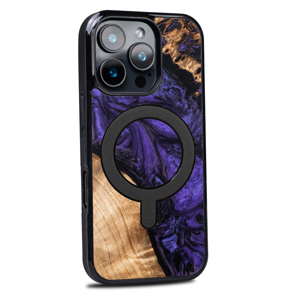 Holzhülle für iPhone 16 Pro, Bewood Unique Violet für MagSafe