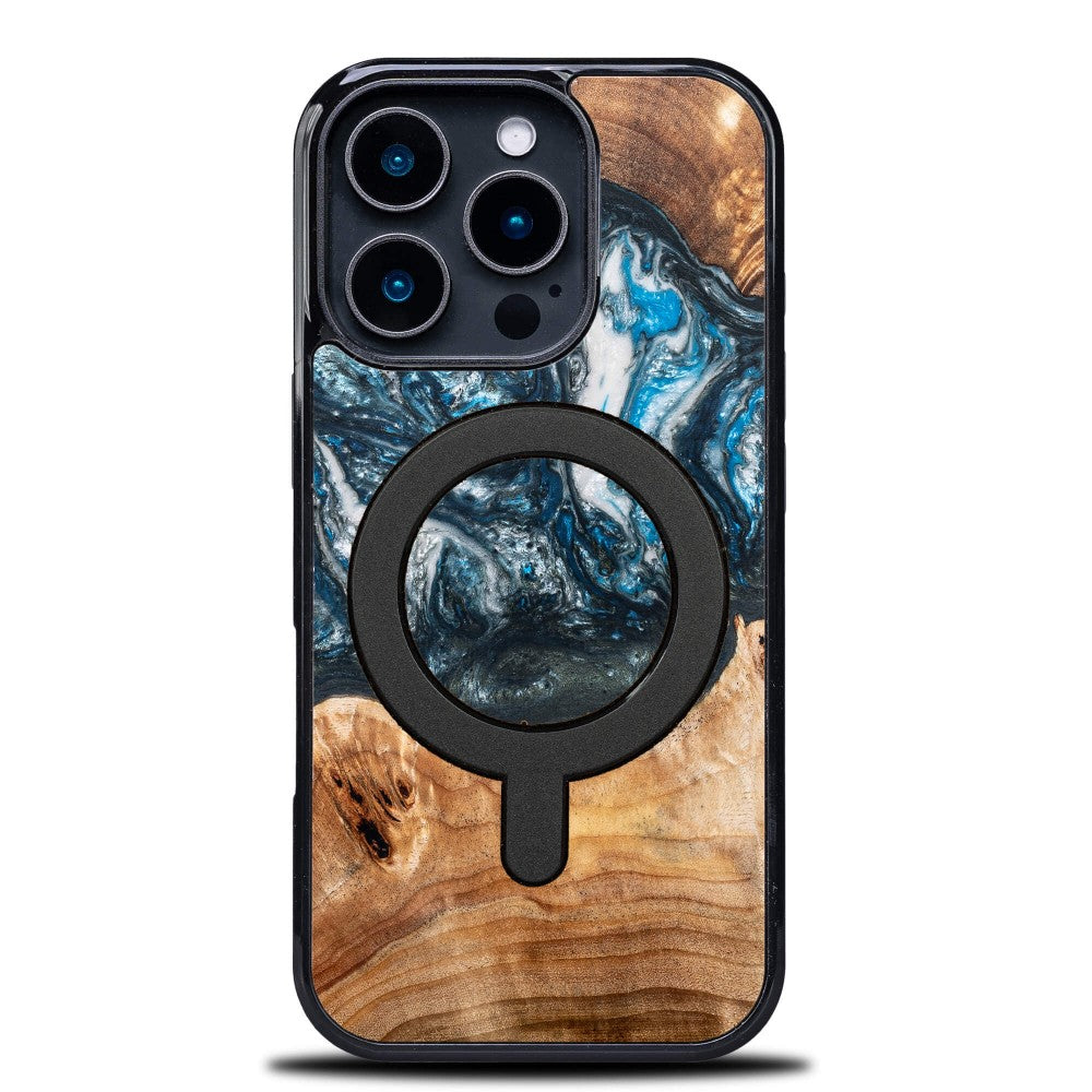 Holzhülle für iPhone 16 Pro, Bewood Unique Planets Erde für MagSafe