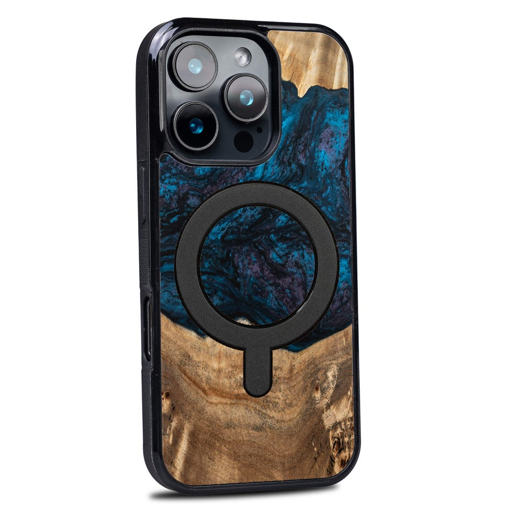 Holzhülle für iPhone 16 Pro, Bewood Unique Planets Neptun für MagSafe