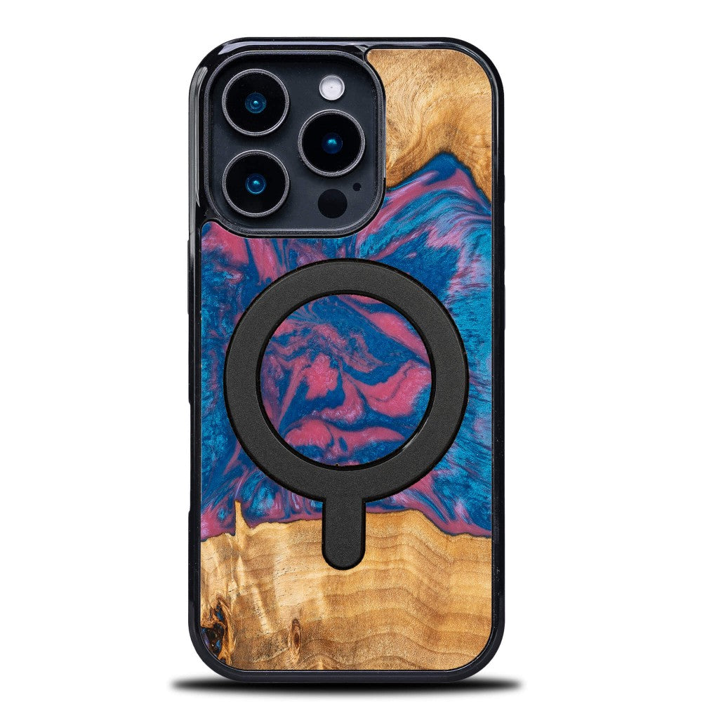 Holzhülle für iPhone 16 Pro, Bewood Unique Neons Vegas für MagSafe