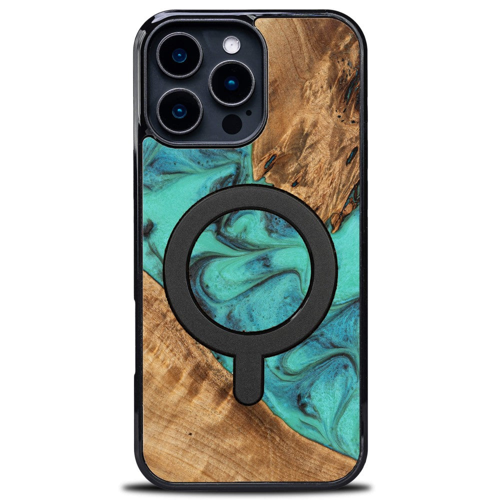 Holzhülle für iPhone 16 Pro Max, Bewood Unique Turquoise für MagSafe