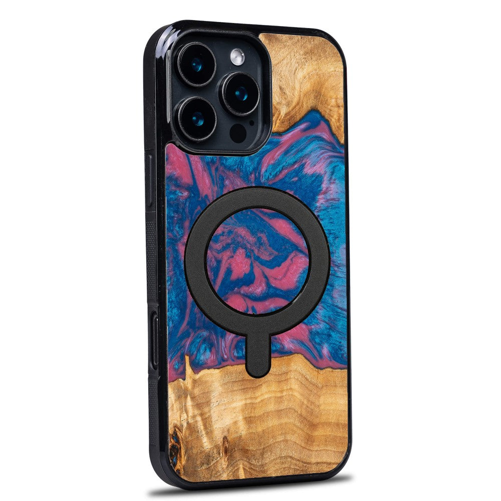 Holzhülle für iPhone 16 Pro Max, Bewood Unique Neons Vegas für MagSafe