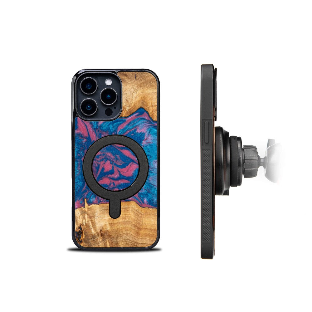 Holzhülle für iPhone 16 Pro Max, Bewood Unique Neons Vegas für MagSafe