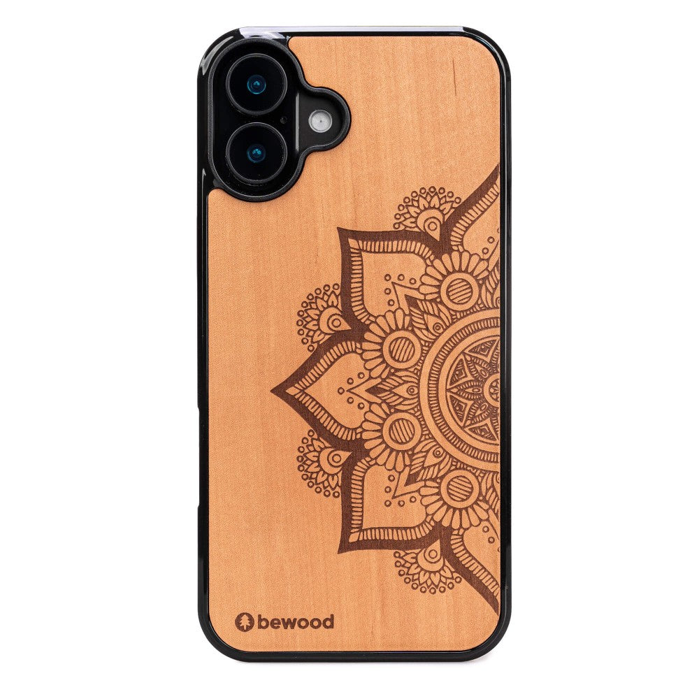Holzhülle für iPhone 16 Plus, Bewood Apfelbaum Mandala