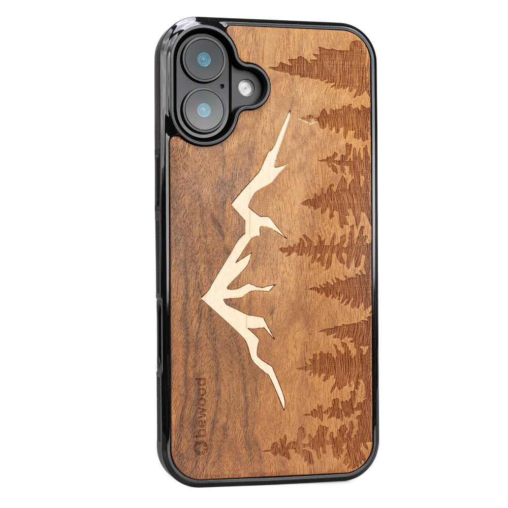 Holzhülle für iPhone 16 Plus, Bewood Imbuia-Gebirge