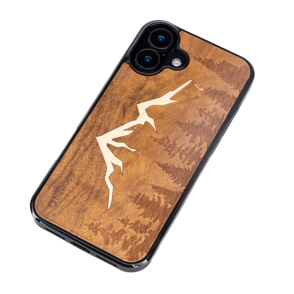 Holzhülle für iPhone 16 Plus, Bewood Imbuia-Gebirge