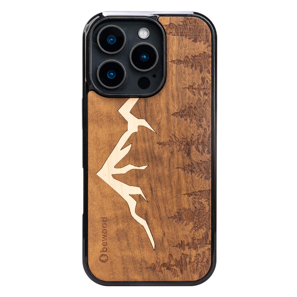 Holzhülle für iPhone 16 Pro, Bewood Imbuia-Gebirge