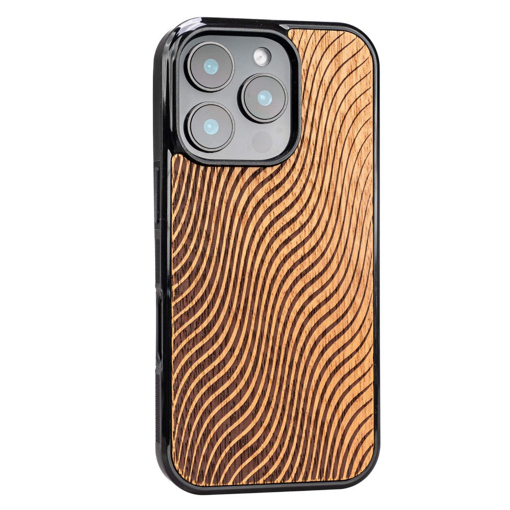 Holzhülle für iPhone 16 Pro, Bewood Merbauwellen