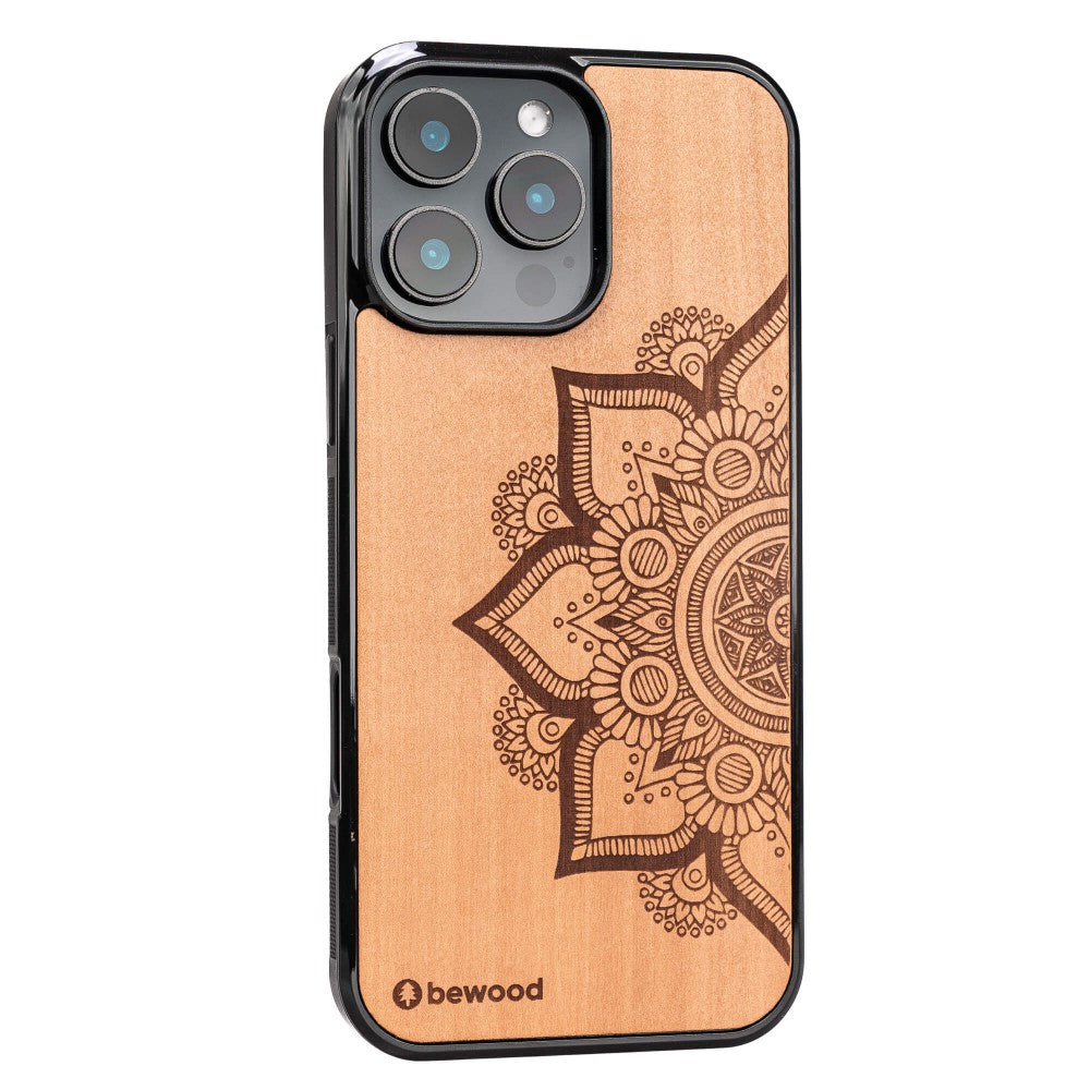 Holzhülle für iPhone 16 Pro Max, Bewood Apfelbaum Mandala
