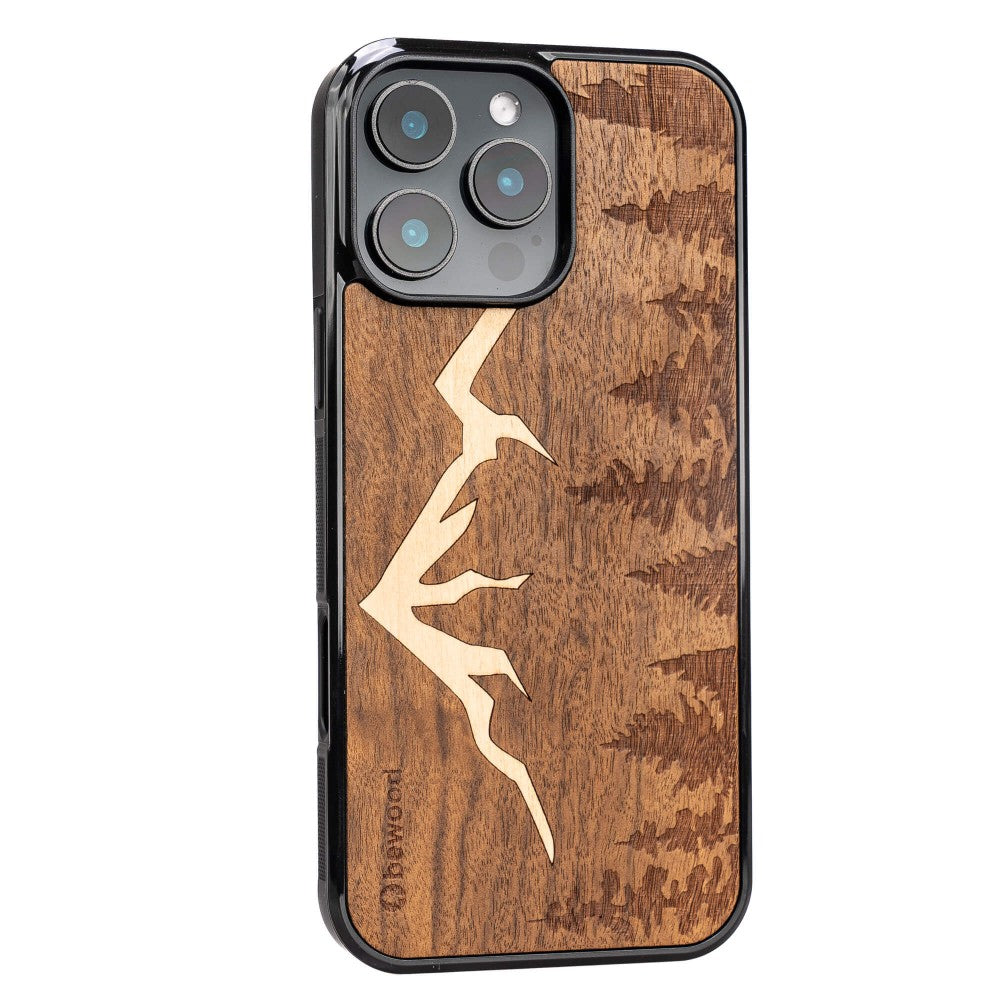 Holzhülle für iPhone 16 Pro Max, Bewood Imbuia-Gebirge