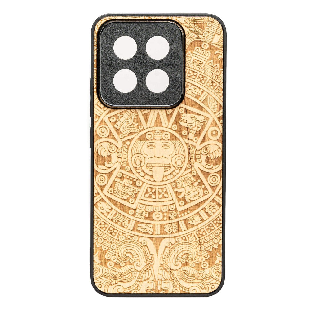 Holzhülle für Xiaomi 14T, Bewood Aniegre Aztekischer Kalender