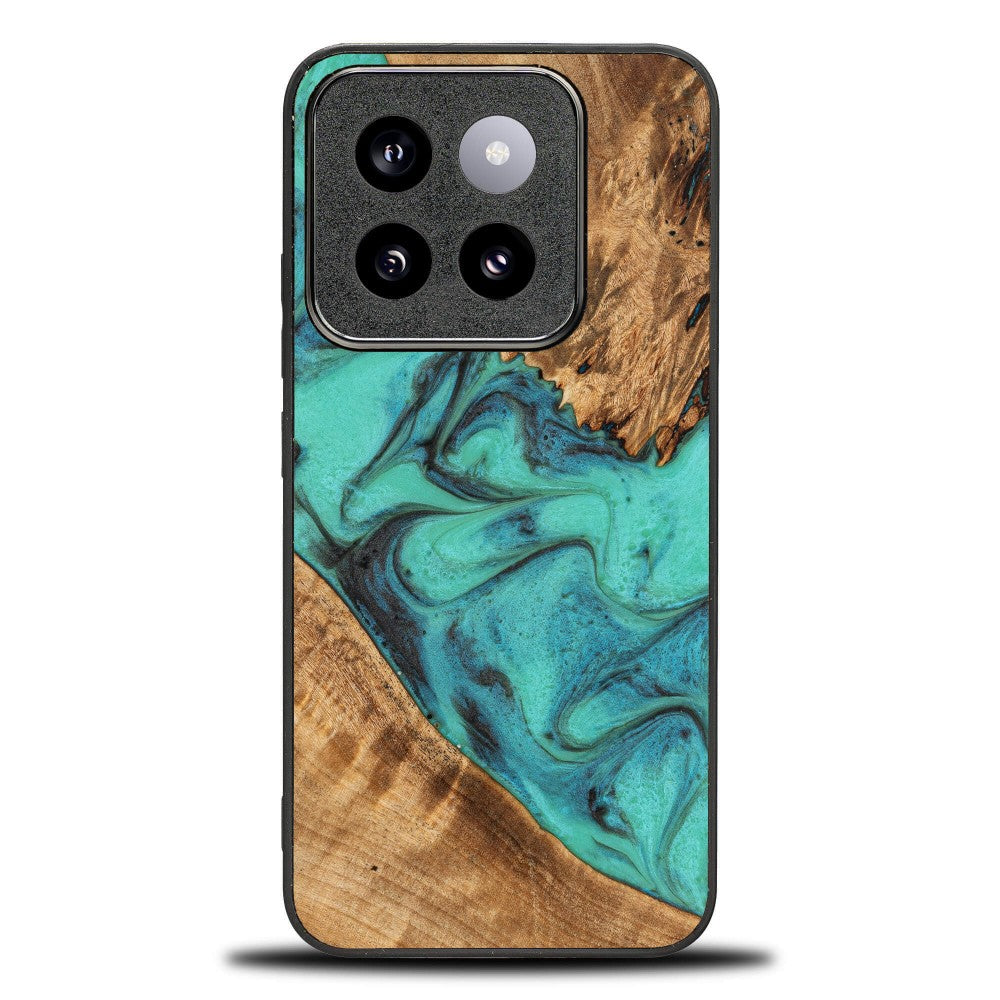 Holzhülle für Xiaomi 14T, Bewood Unique Turquoise