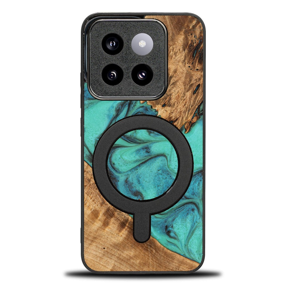 Holzhülle für Xiaomi 14T, Bewood Unique Turquoise für MagSafe