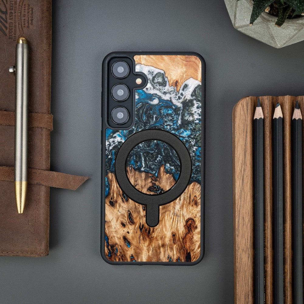 Holzhülle für Galaxy A35 5G, Bewood Unique Planets Erde für MagSafe