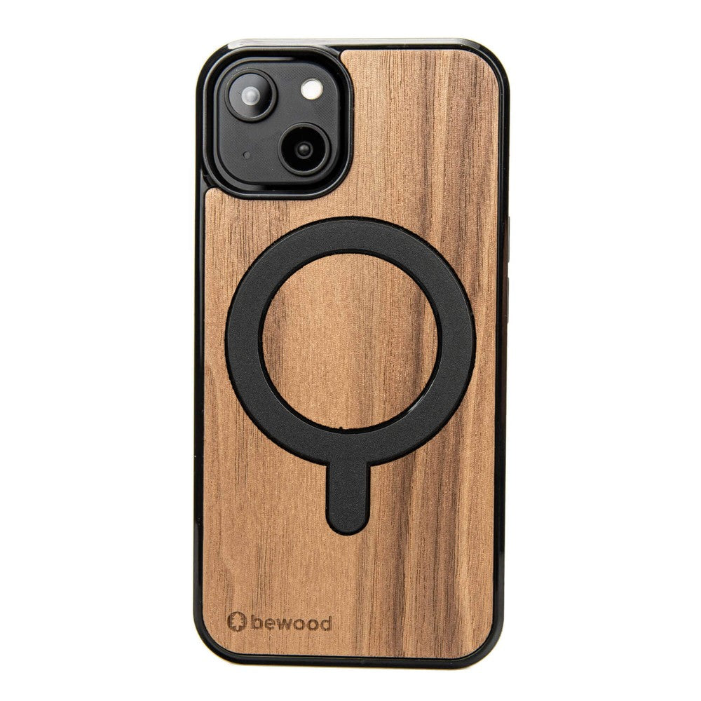 Holzhülle für iPhone 15, Bewood Amerikanischer Nussbaum MagSafe
