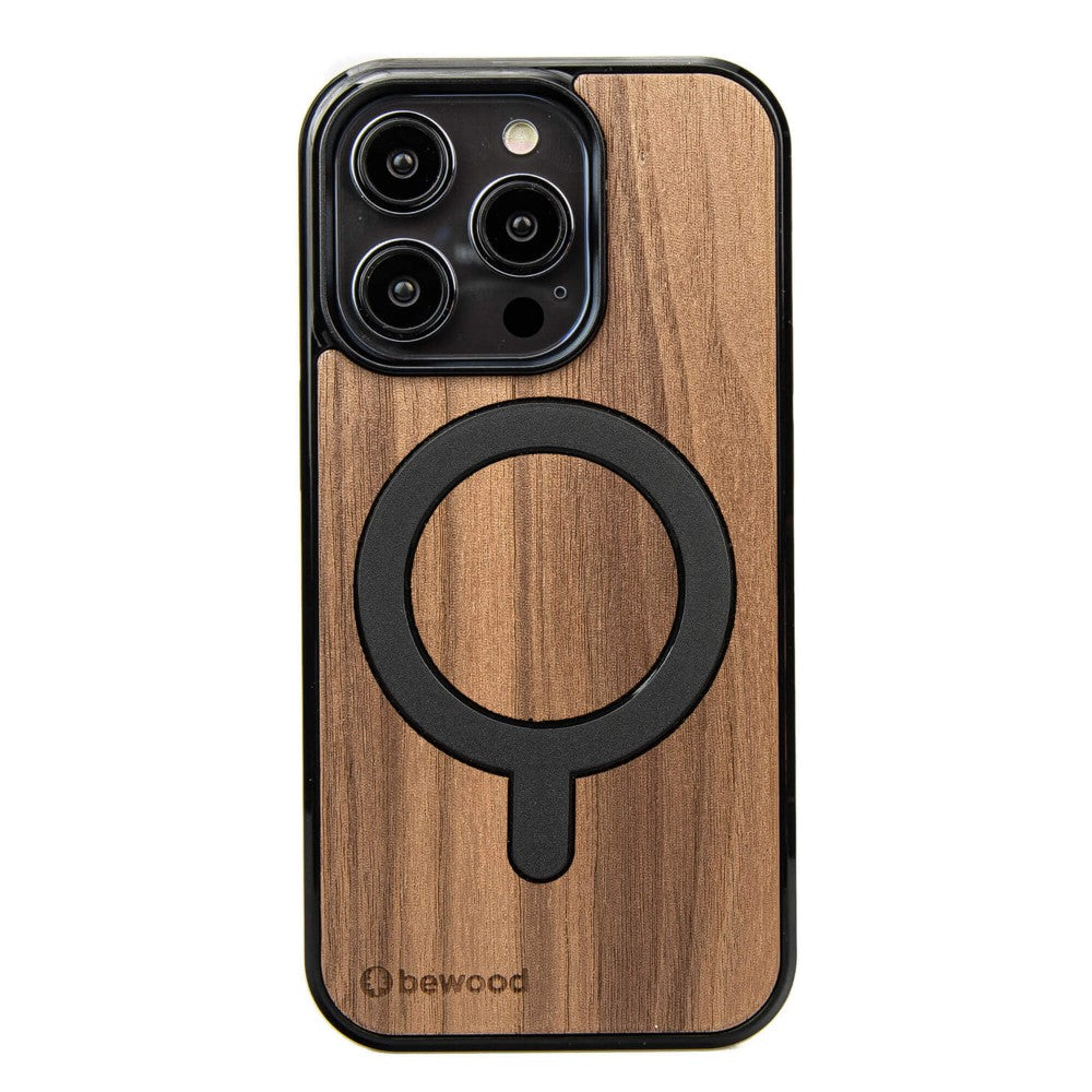 Holzhülle für iPhone 15 Pro, Bewood Amerikanischer Nussbaum MagSafe