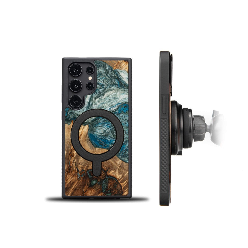 Holzhülle für Galaxy S25 Ultra, Bewood Unique Planets Erde für MagSafe