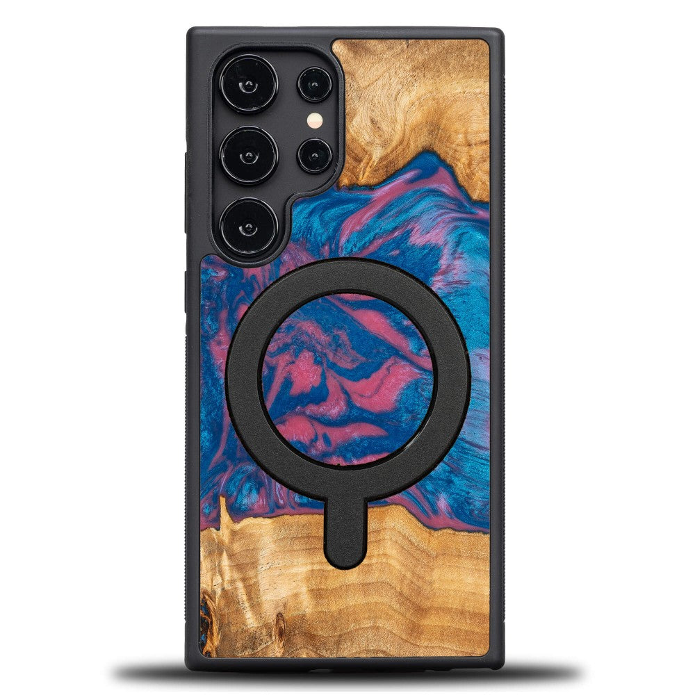 Holzhülle für Galaxy S25 Ultra, Bewood Unique Neons Vegas für MagSafe