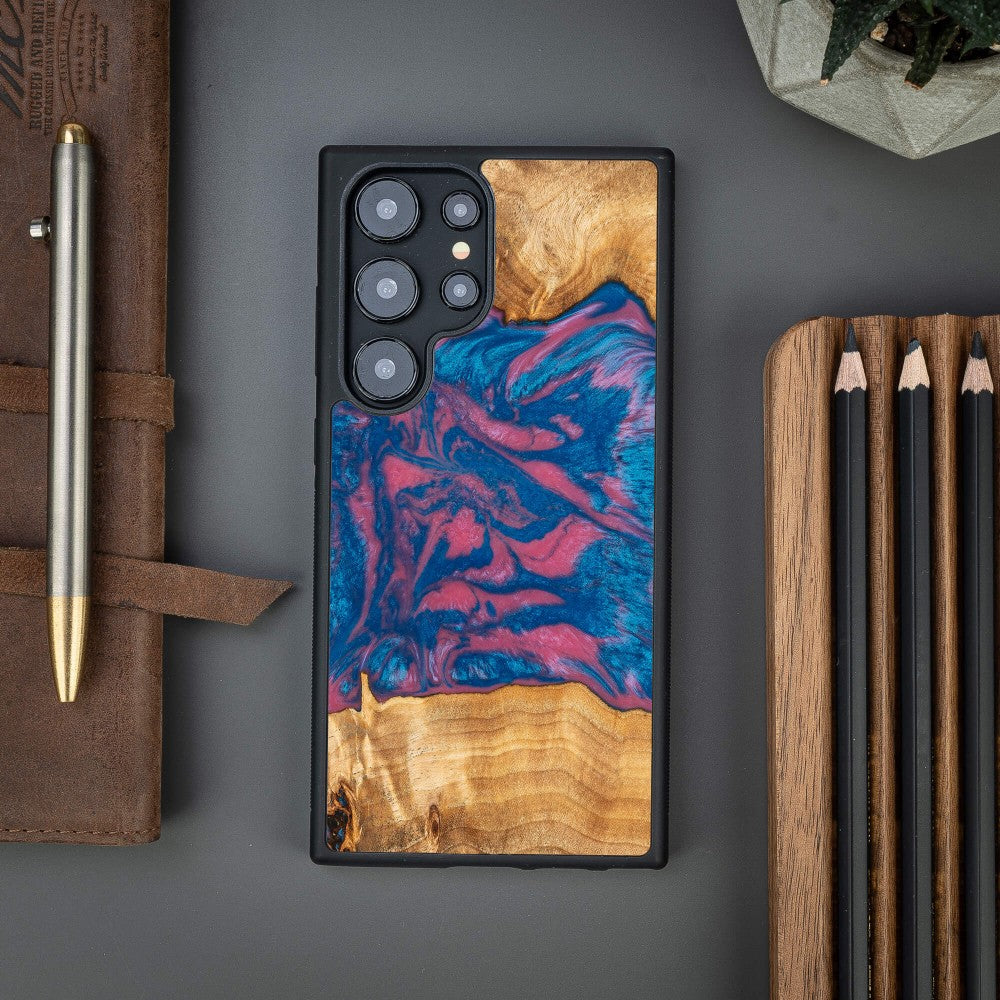 Holzhülle für Galaxy S25 Ultra, Bewood Unique Neons Vegas