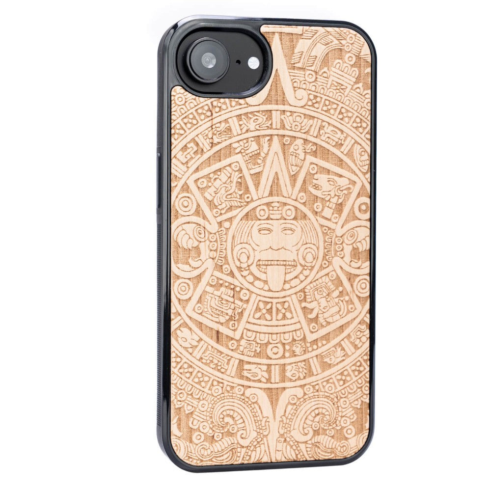 Holzhülle für iPhone 17e / 16e, Bewood Aniegre Aztekischer Kalender
