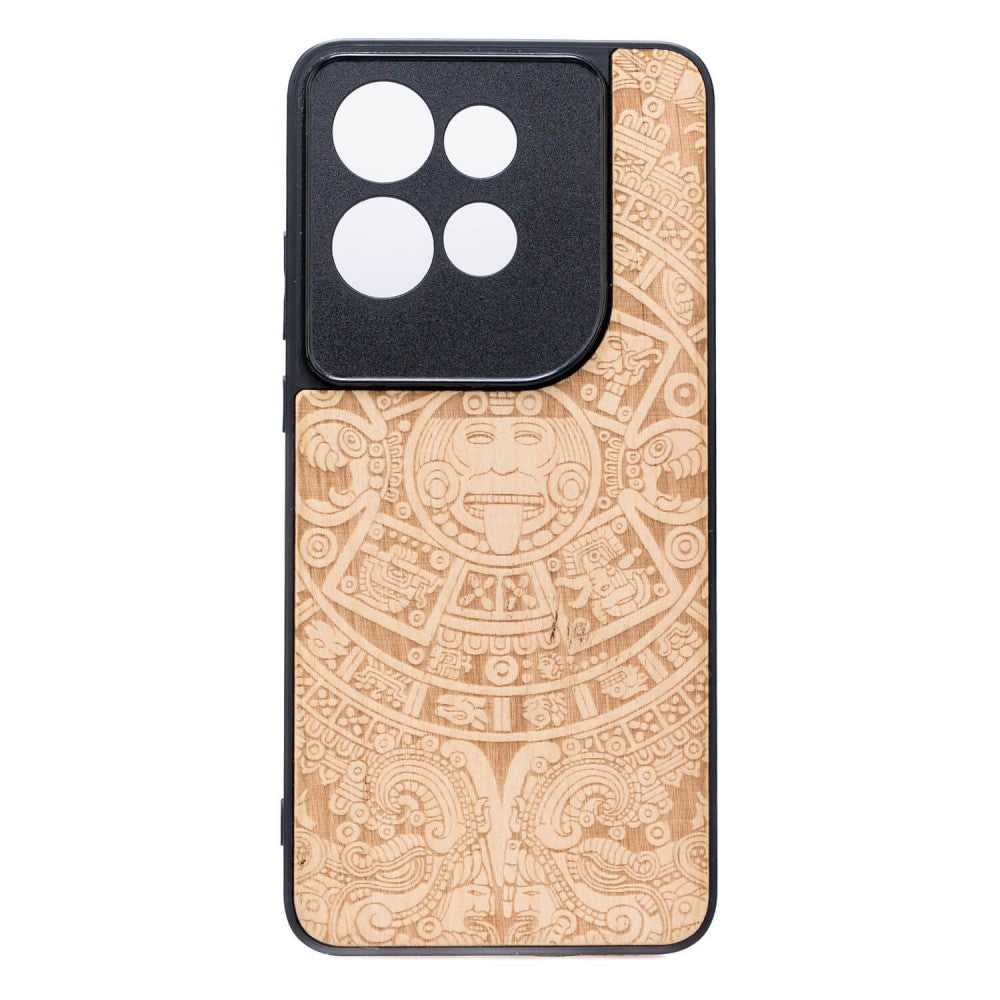 Holzhülle für Motorola Edge 50 Neo, Bewood Aniegre Aztekischer Kalender