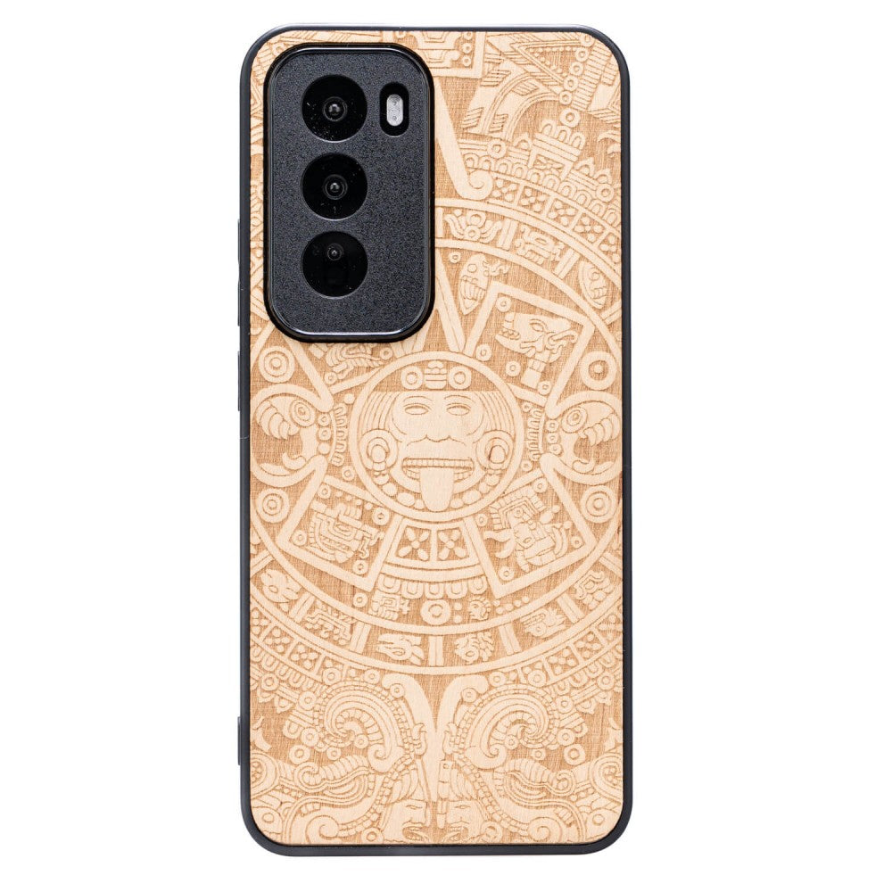 Holzhülle für Oppo Reno 12, Bewood Aniegre Aztekischer Kalender