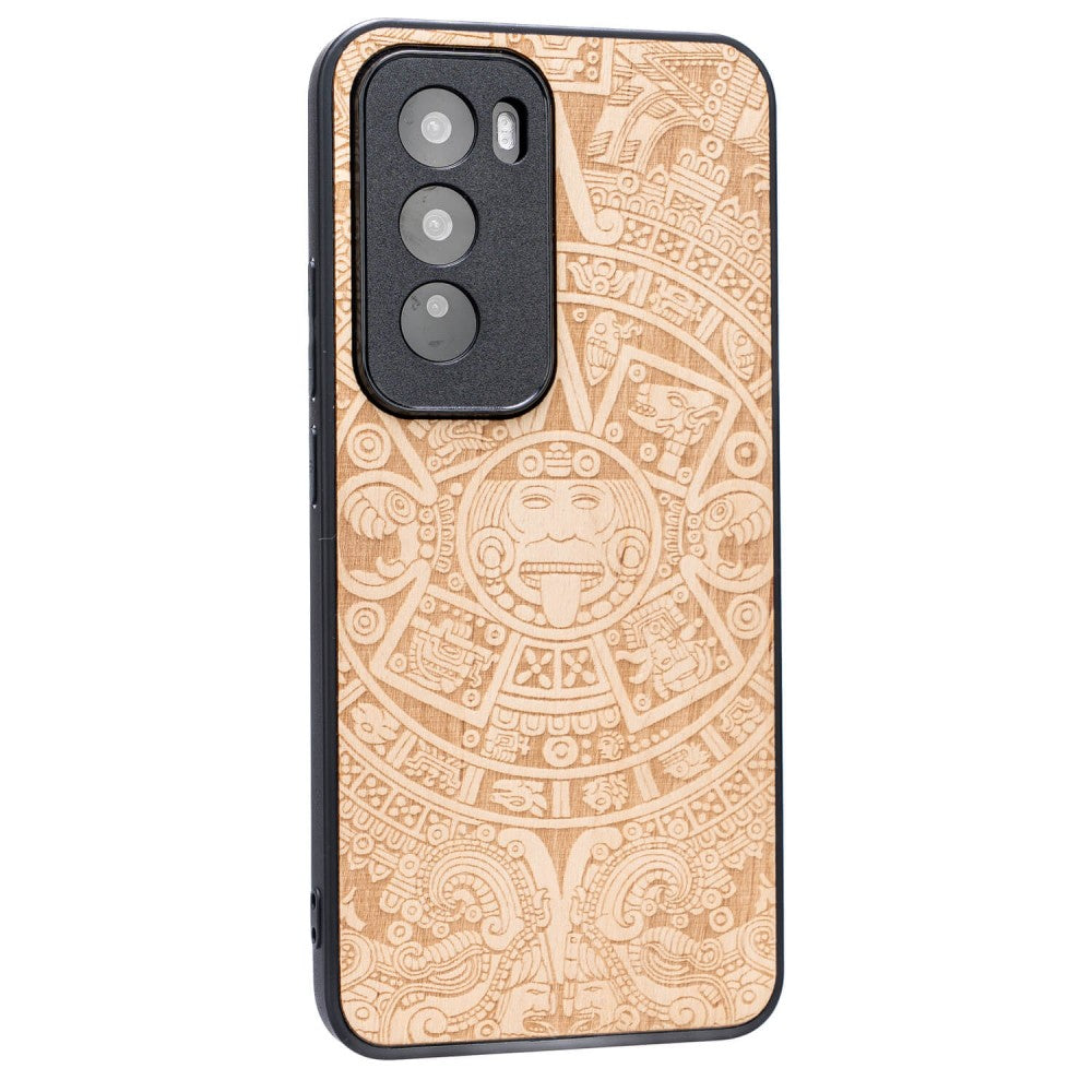 Holzhülle für Oppo Reno 12, Bewood Aniegre Aztekischer Kalender