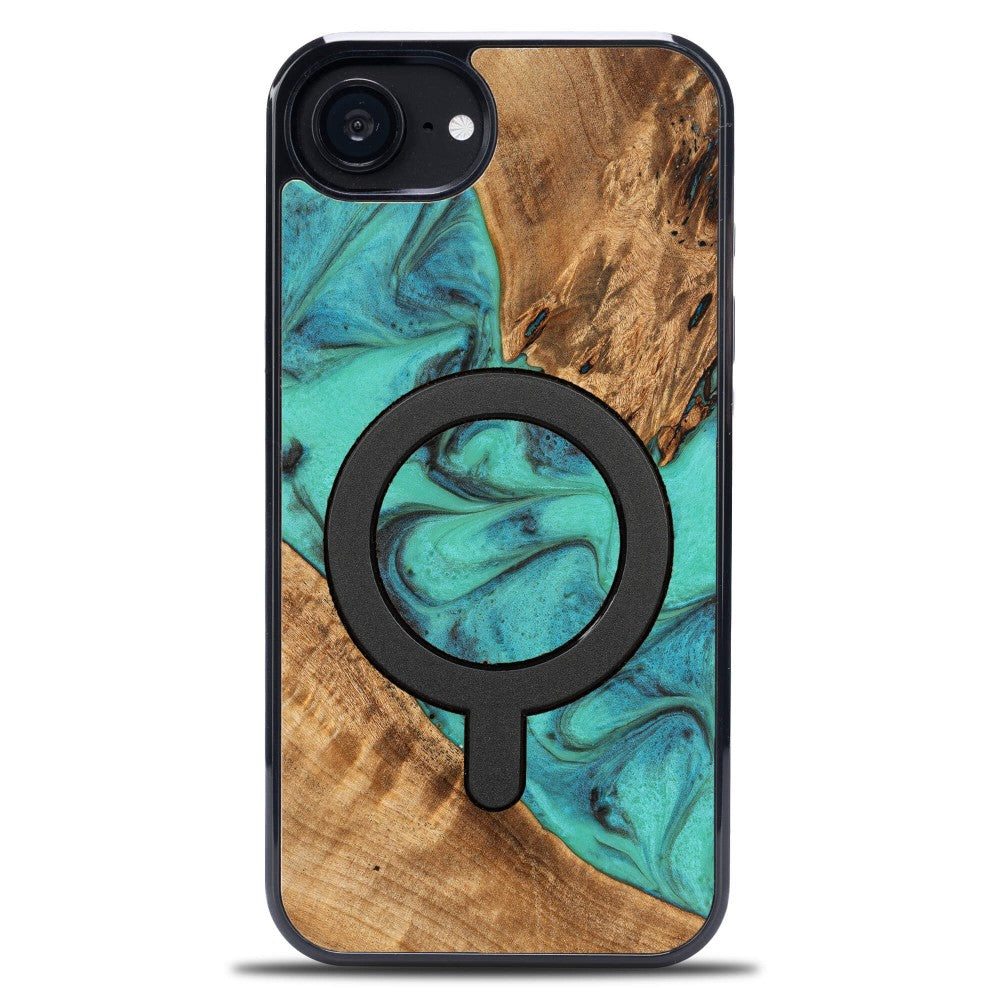 Holzhülle für iPhone 17e / 16e, Bewood Unique Turquoise für MagSafe