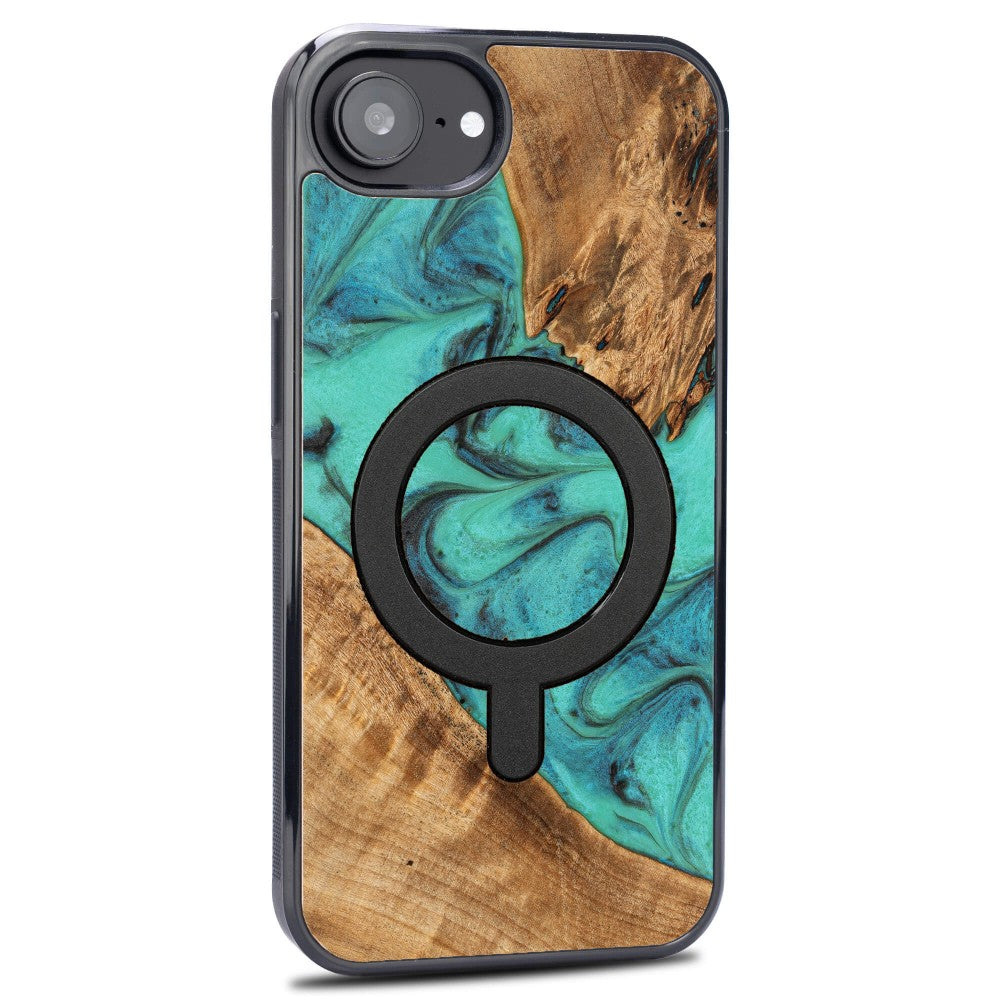 Holzhülle für iPhone 17e / 16e, Bewood Unique Turquoise für MagSafe
