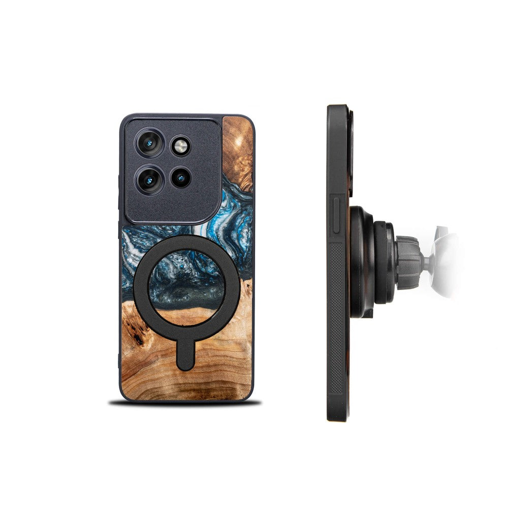 Holzhülle für Motorola Edge 50 Neo, Bewood Unique Planets Erde für MagSafe