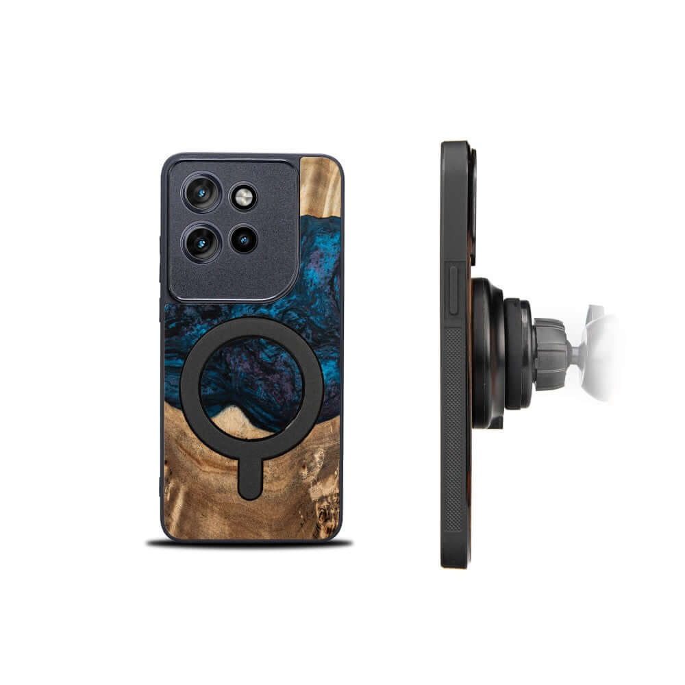 Holzhülle für Motorola Edge 50 Neo, Bewood Unique Planets Neptun für MagSafe