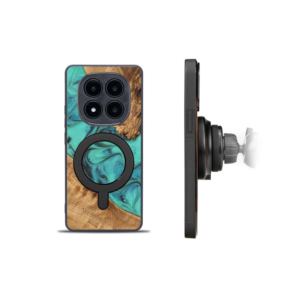 Holzhülle für Xiaomi Redmi Note 14 Pro 5G / Xiaomi Poco X7, Bewood Unique Turquoise für MagSafe