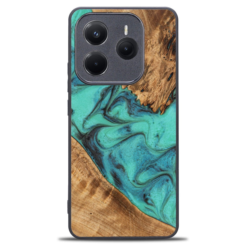 Holzhülle für Xiaomi Redmi Note 14 5G, Bewood Unique Turquoise