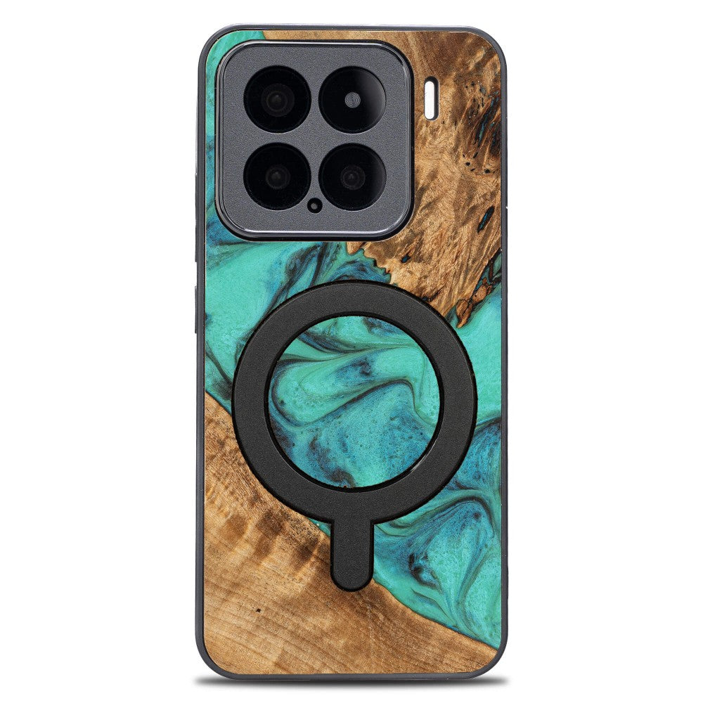 Holzhülle für Xiaomi 15, Bewood Unique Turquoise für MagSafe