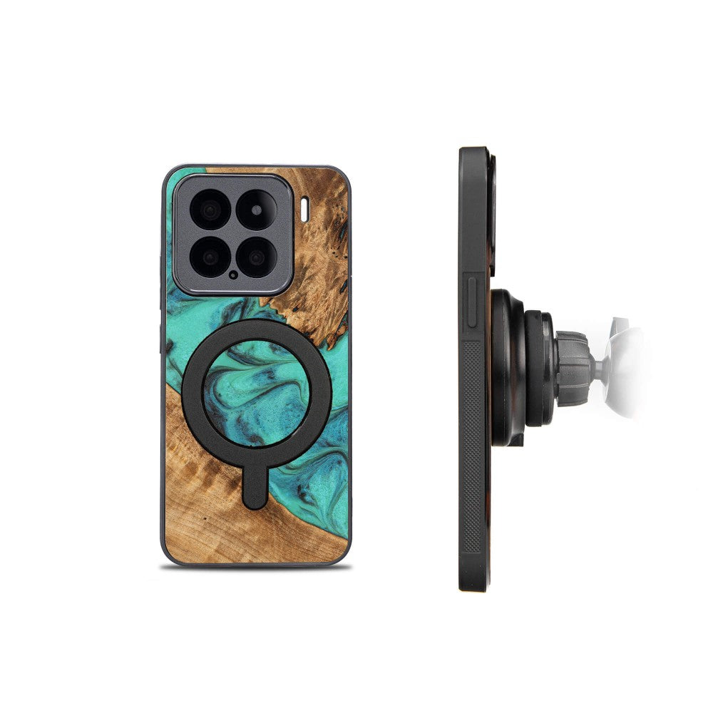 Holzhülle für Xiaomi 15, Bewood Unique Turquoise für MagSafe