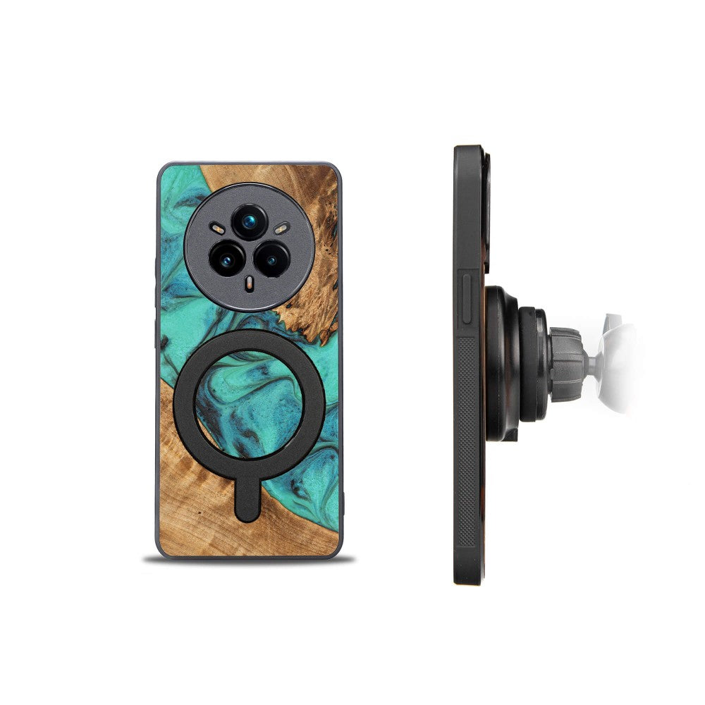 Holzhülle für Realme 14 Pro 5G, Bewood Unique Turquoise für MagSafe