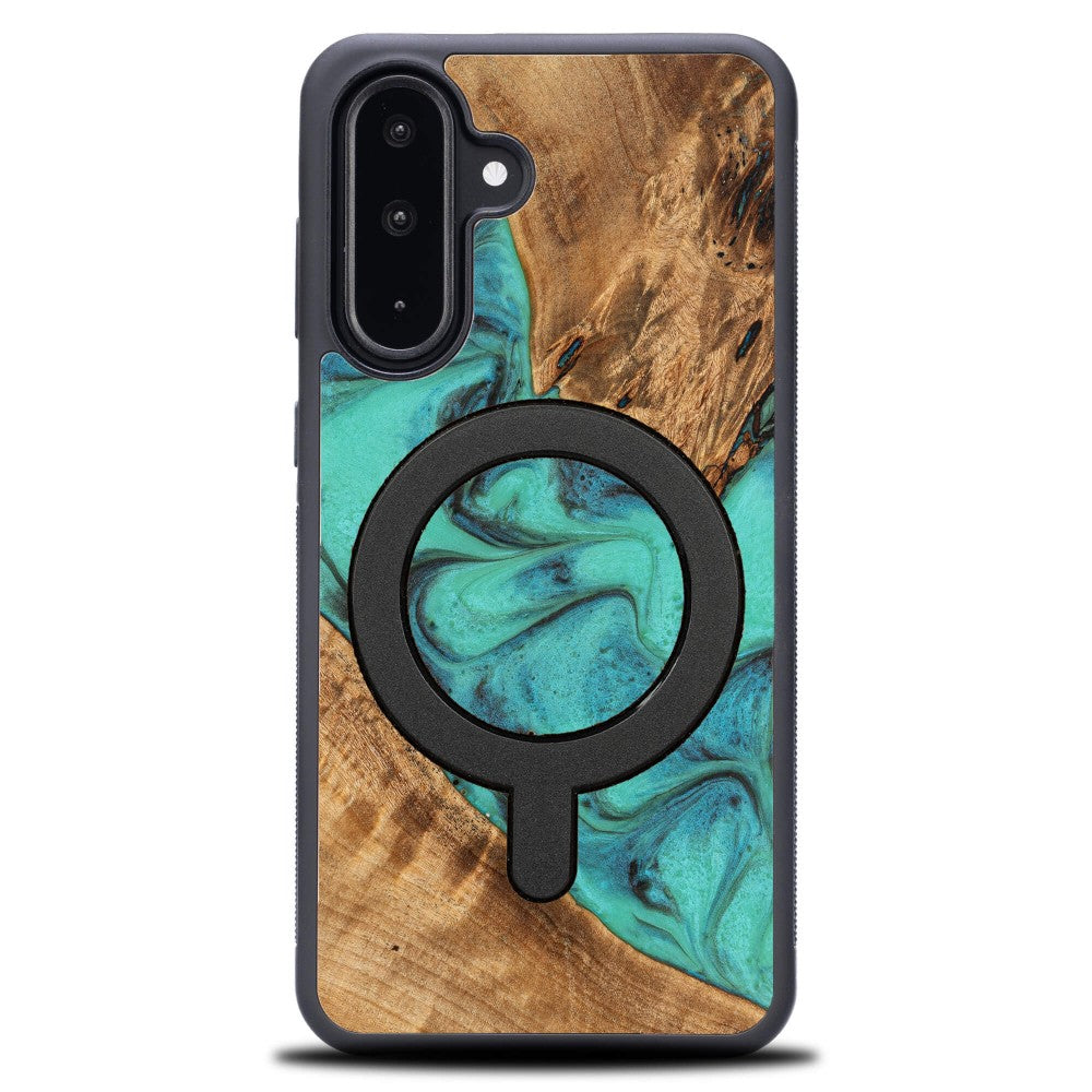 Holzhülle für Galaxy A26 5G, Bewood Unique Turquoise für MagSafe