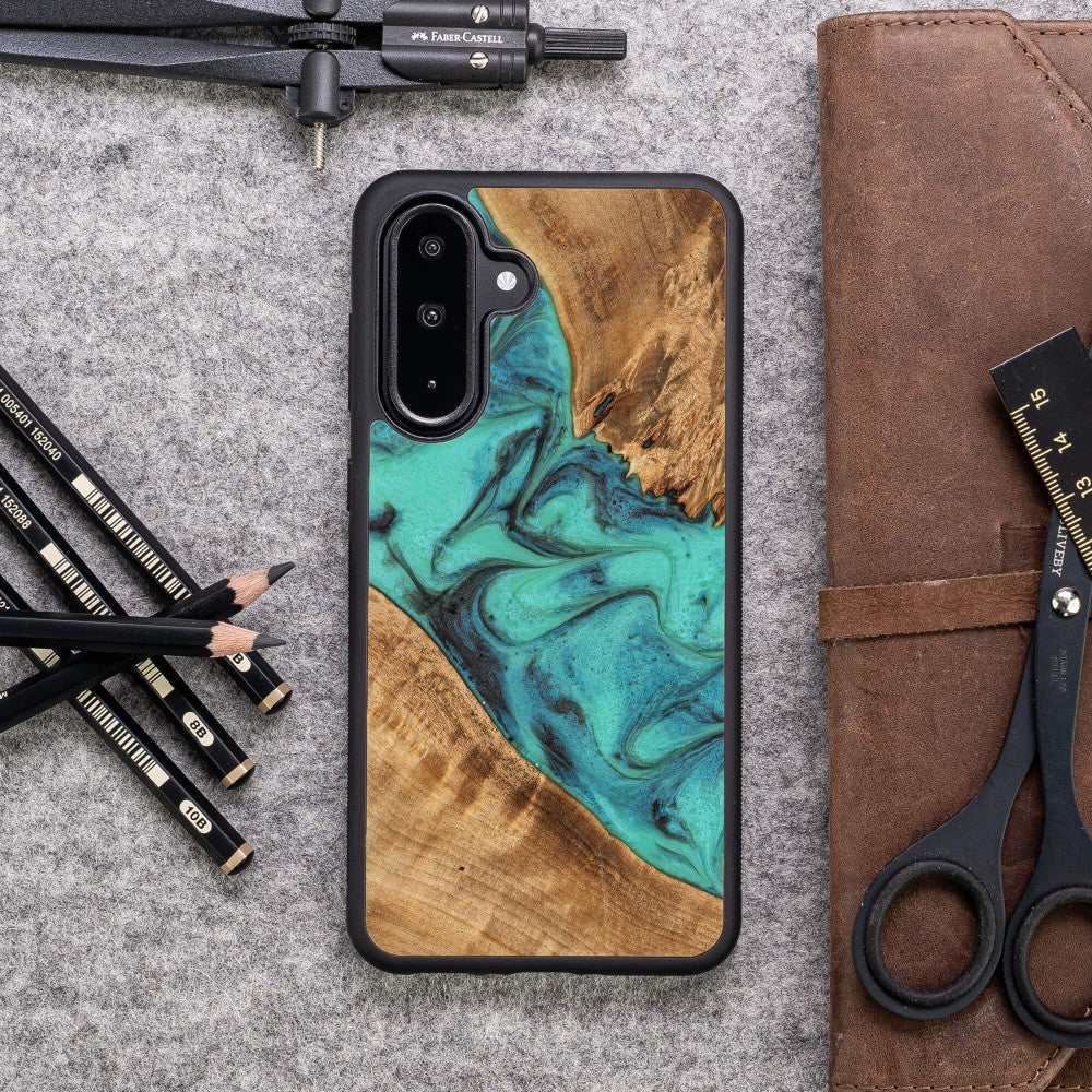 Holzhülle für Galaxy A26 5G, Bewood Unique Turquoise