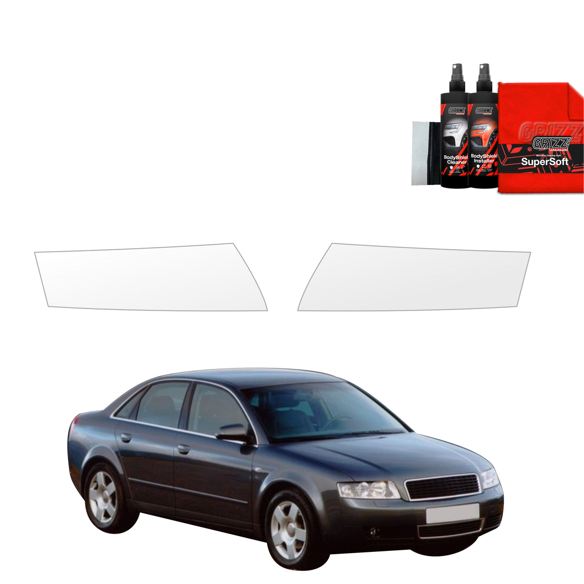 2in1 Schutzfolie Grizz Protector für Scheinwerfer - Audi A4 B6 Sedan (2000-2006)