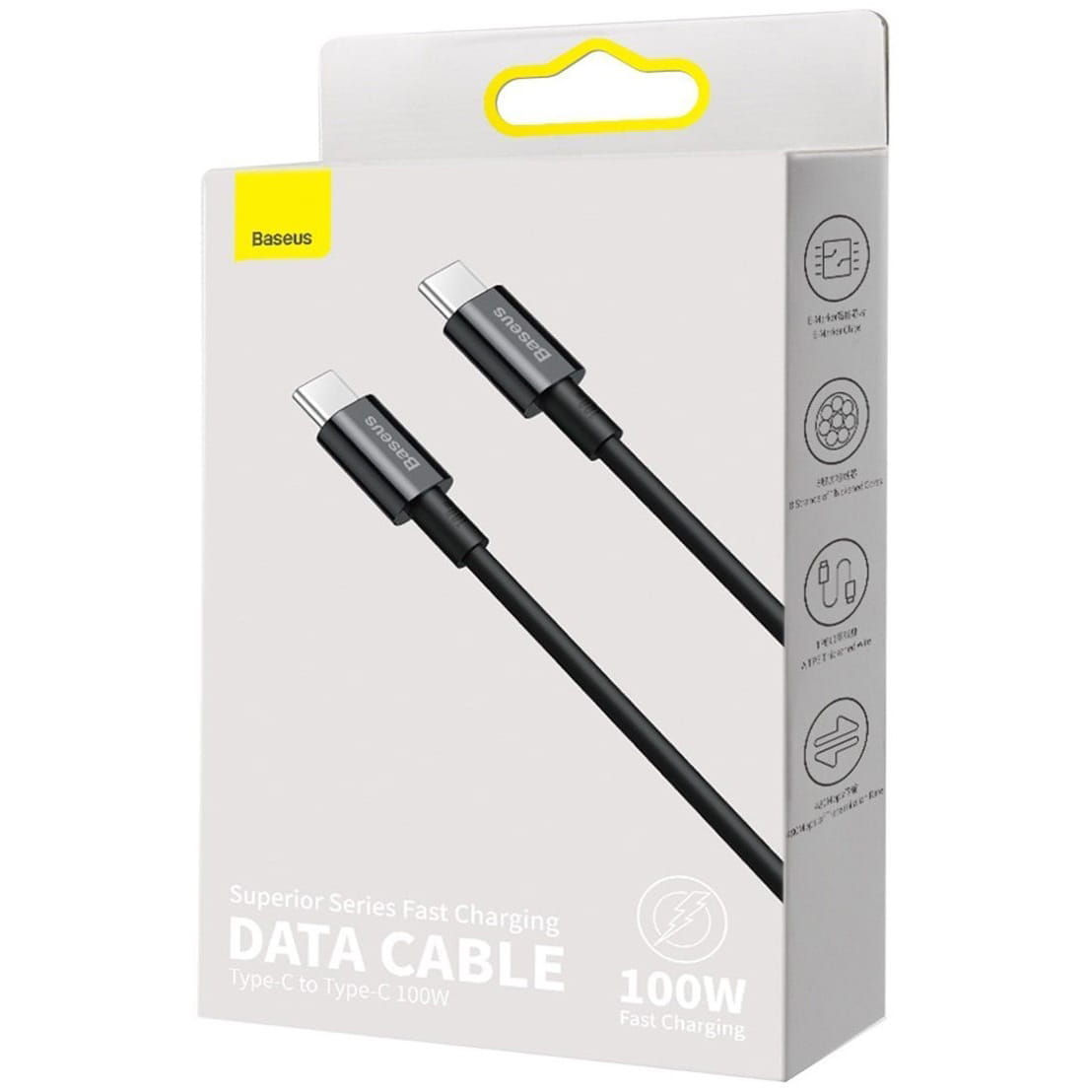 Kabel Baseus Superior 100W 5A USB-C für USB-C 2m, Schwarz