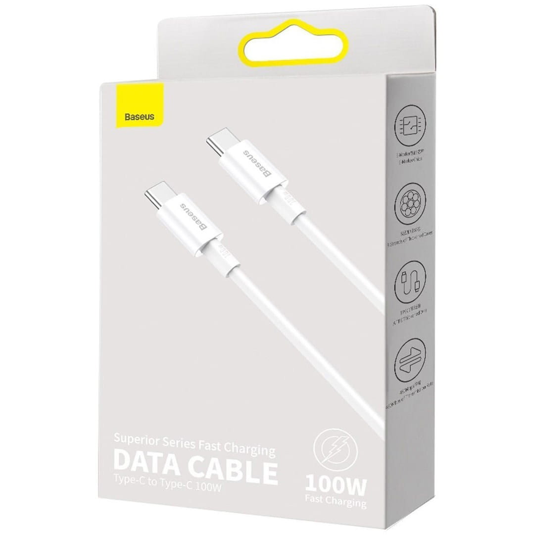 Kabel Baseus Superior 100W 5A USB-C für USB-C 1m, Weiß