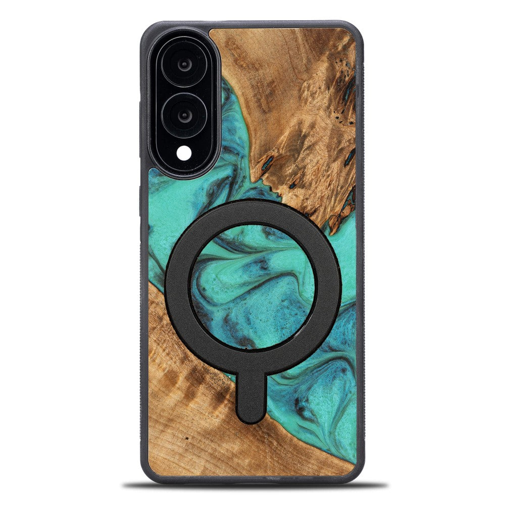 Holzhülle für Galaxy S25 Edge, Bewood Unique Turquoise für MagSafe