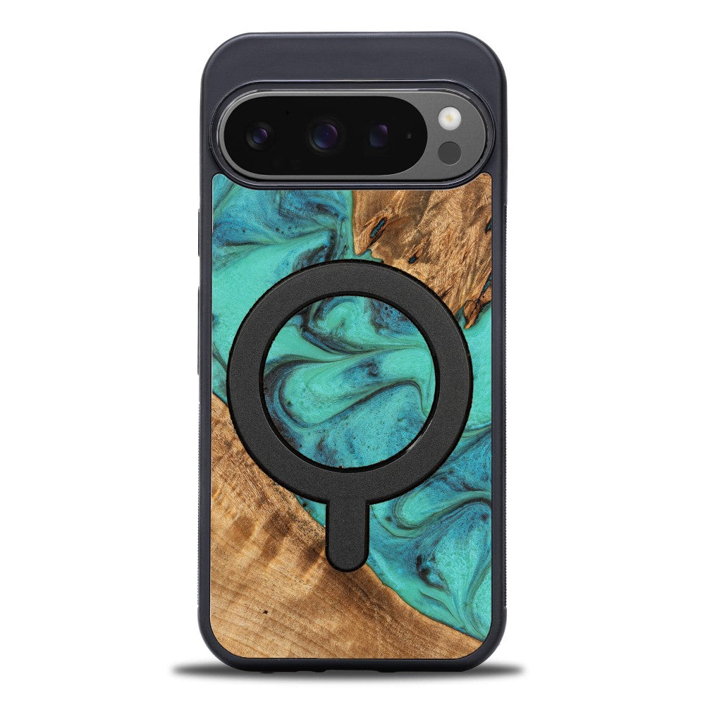 Holzhülle für Google Pixel 10 Pro XL, Bewood Unique Turquoise für MagSafe